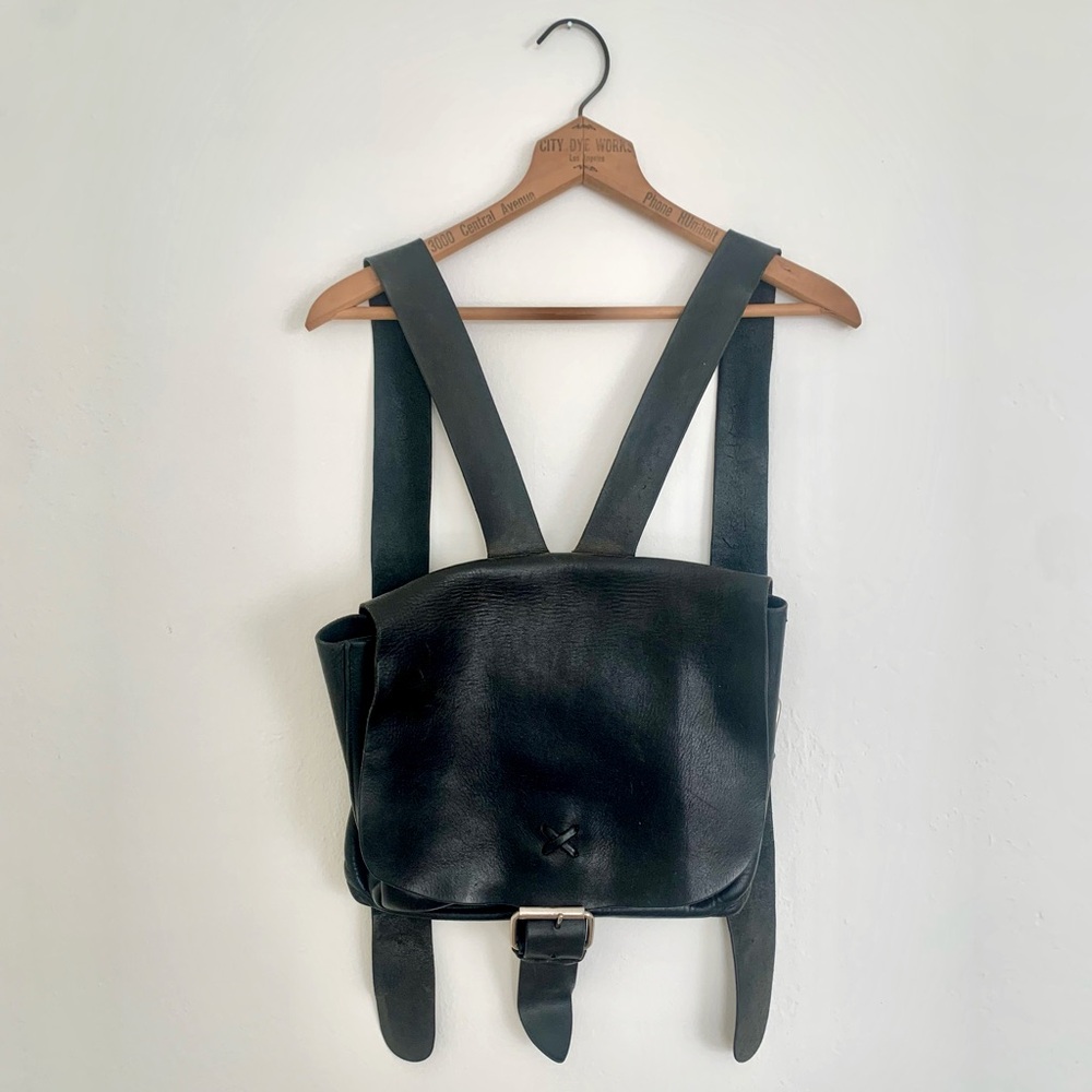 Vintage Beautiful Black Leather Backpack